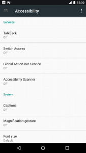 Screenshot of Android Accessibility Services