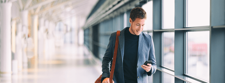 Man with mobile device for web security