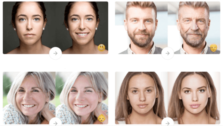 Before and after pictures of men and women using Faceapp