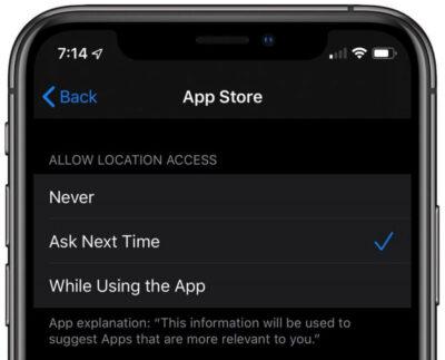 selecting when to give location access to iOS apps 