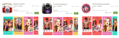 Screenshots of beauty malware apps on Google Play