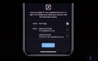 iOS security feature Apple sign in with a randomly generated email address