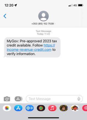 Phishing text message