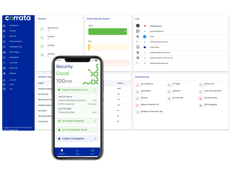 Corrata Product Screen showing status