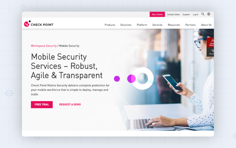 screenshot of checkpoint mobile security website