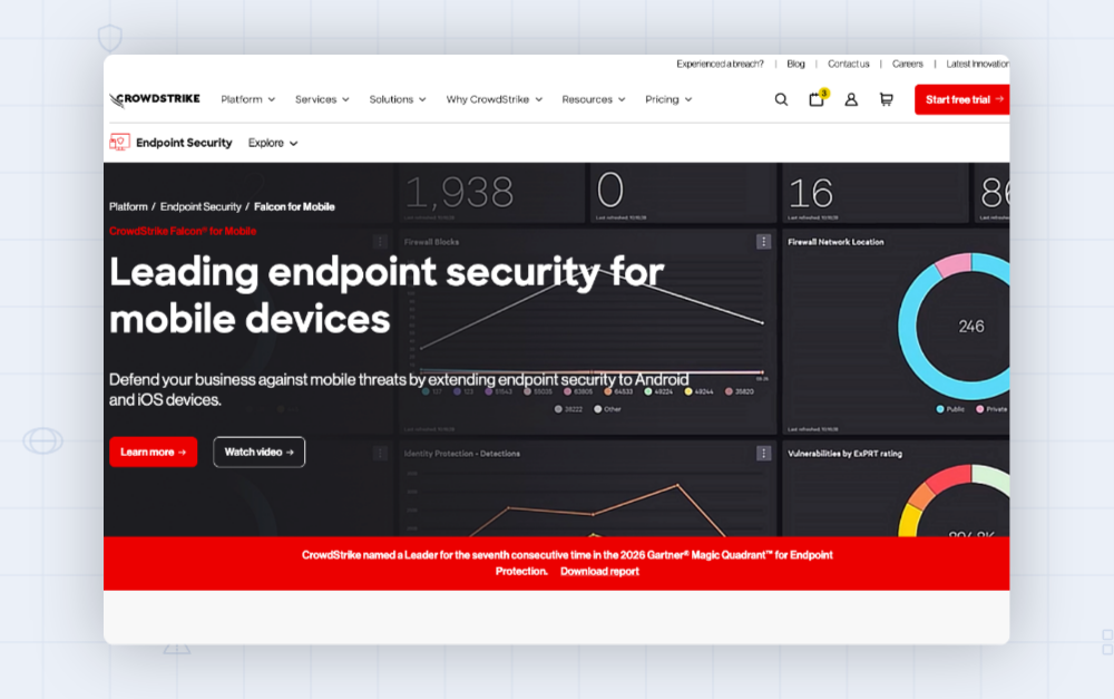 screenshot of crowdstrike website