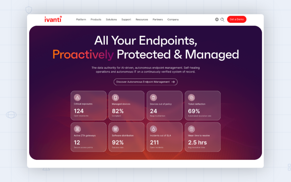 screenshot of ivanti mobile security website
