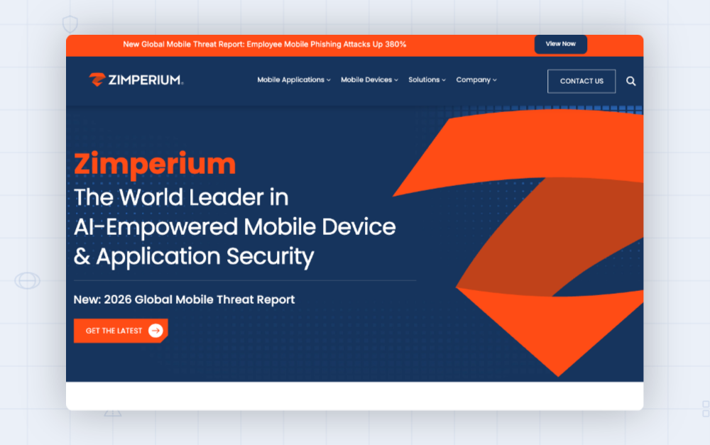 screenshot of zimperium website