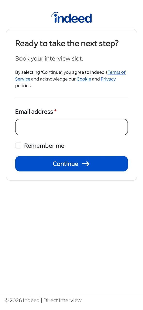 log in page on the app
